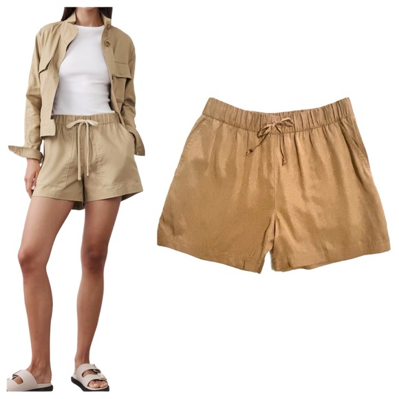 Pants - Banana Republic | Tencil Pull On 4”Inseam High Waist Tan Dressy Shorts